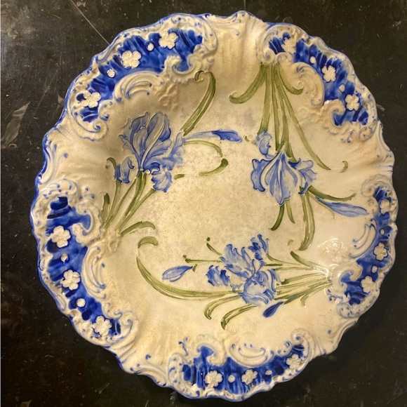 Other - Rare Moorcroft Macintyre Plate in Iris Design from Late 1800s-1900s